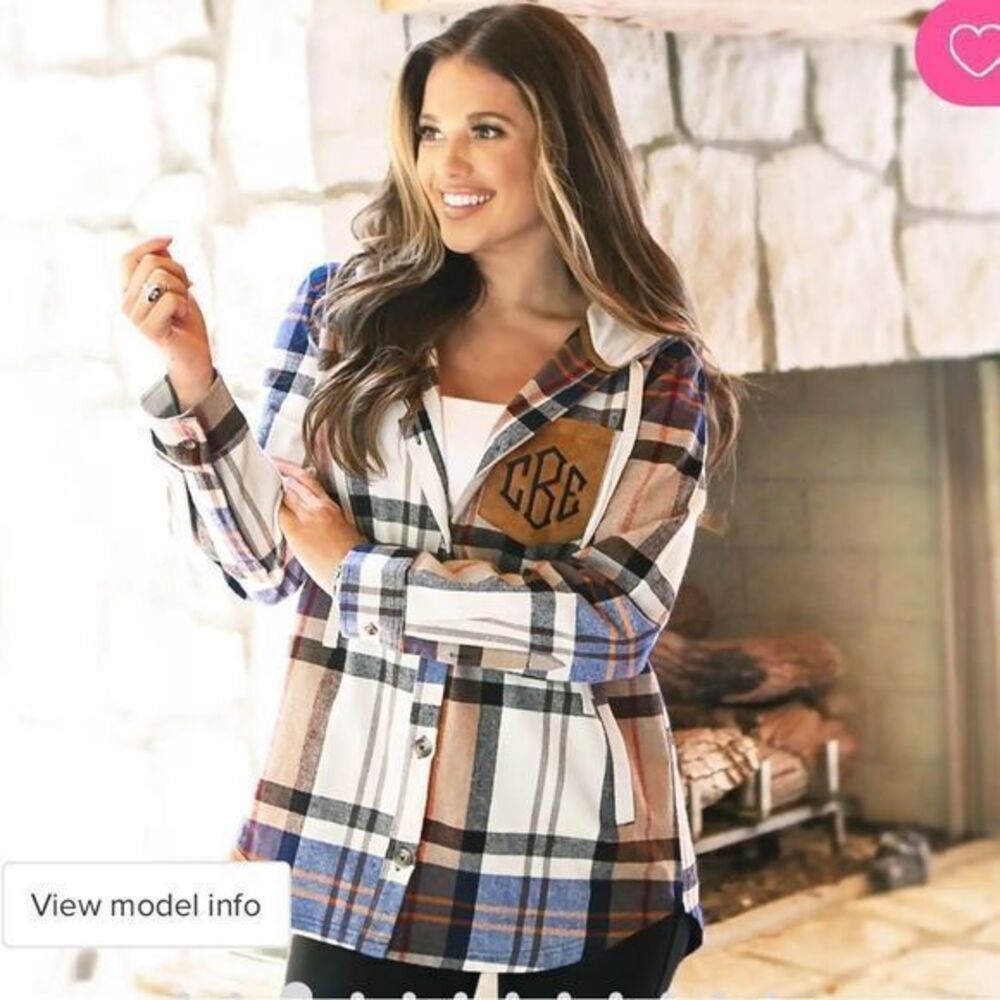 Shacket monogrammed shirt jacket